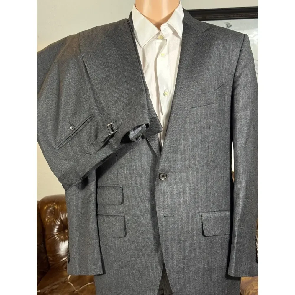Tom Ford Charcoal Checked Gray Flannel 2Pc Suit Wool 50R 40R 35x29 Trousers EUC
